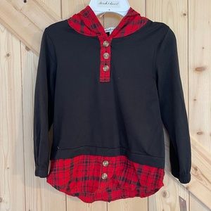 Girls Derek Heart Long Sleeve Plaid Hoodie Top NWT Size 4T